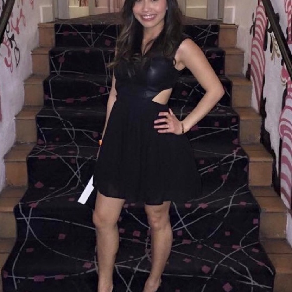 Black Mini Side Cut Out Dress